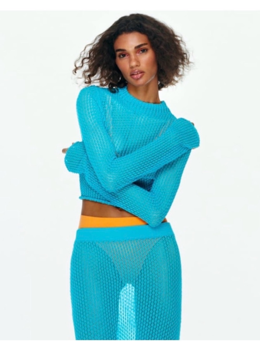 Zara pointelle knit top